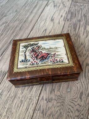 Vintage tapestry jewelry box
